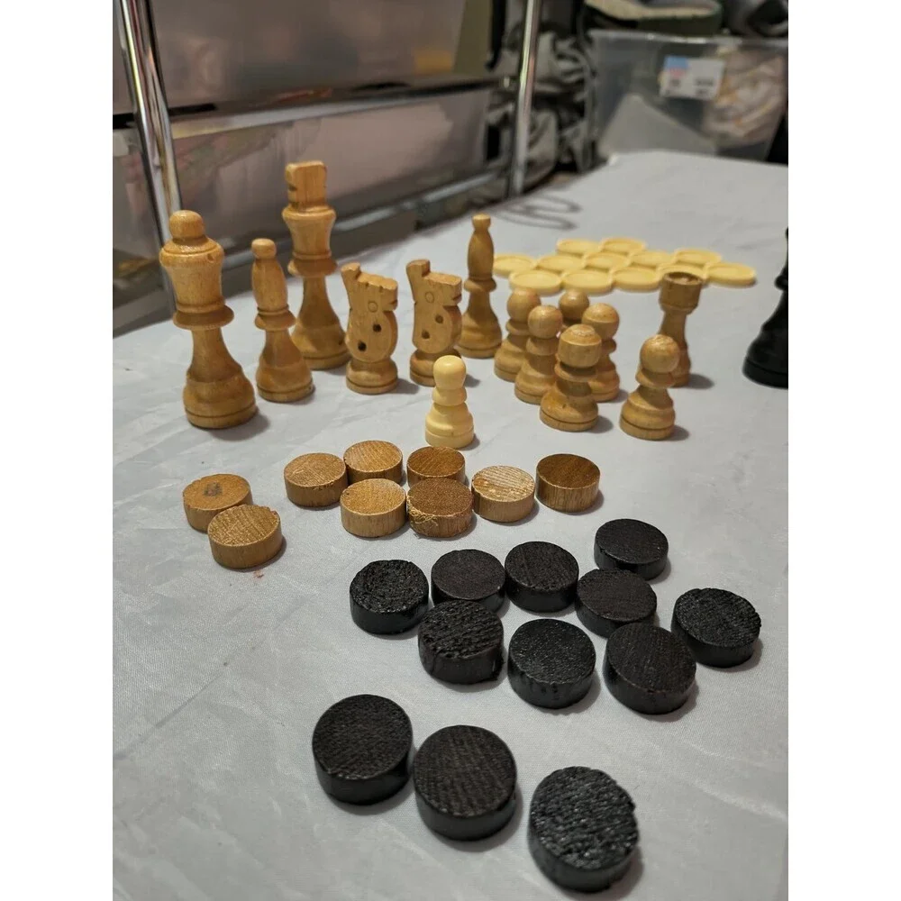 Random Replacement Board Game Pieces Wooden Chess, Checkers, Dices, Variety